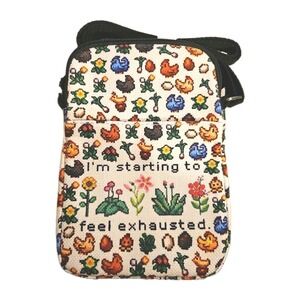 I'm Starting To Feel Exhausted  Cross Body Bag, Chicken/Flower Print